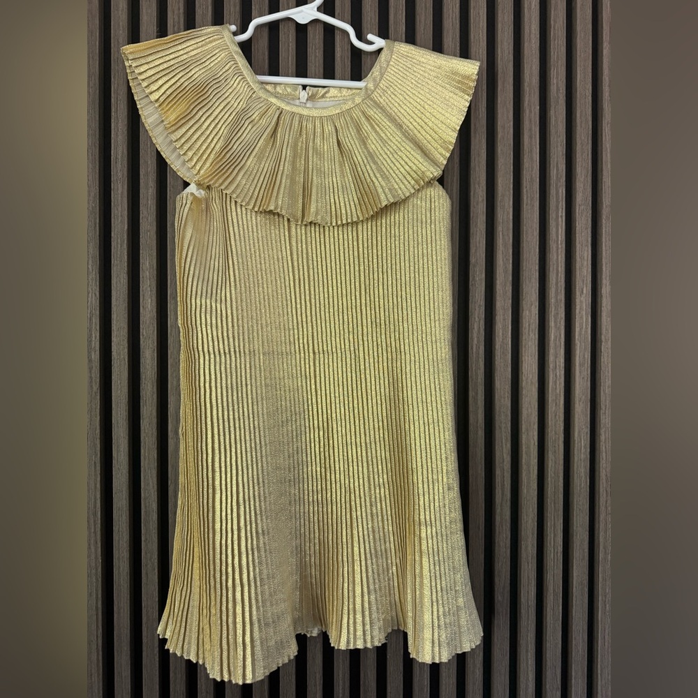 Hucklebones London Gold metallic Pleated Dress size 6